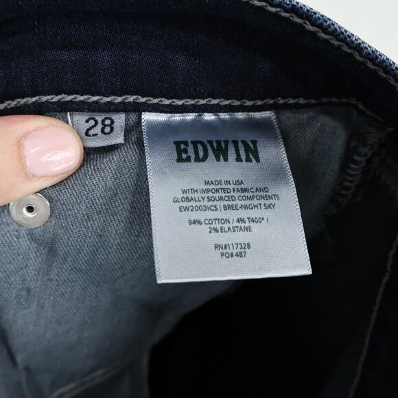 Edwin Bree Mid Rise Crop Stretch Denim Jean Night Sky Blue Size 28 NWT - Picture 4 of 7